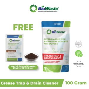 Biowaste Grease Trap & Drain Cleaner - Bakteri Pengurai Limbah Dapur Lemak Minyak & Saluran Air Mampet - 100gr